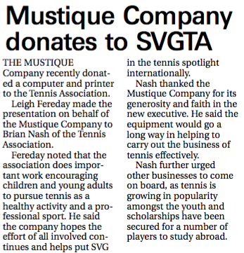 News article Mustique Co donation 2